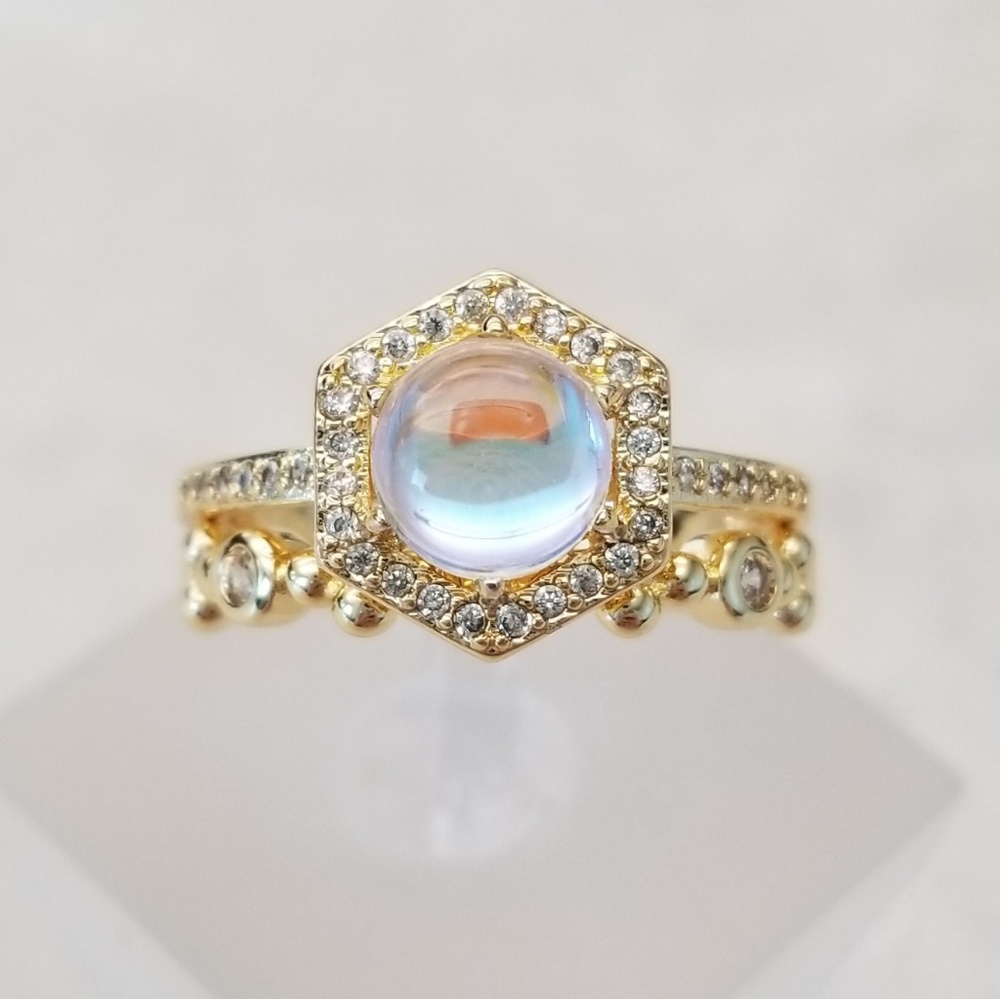 HOST PICK! 💛 18k Over Sterling Moonstone Ring Set